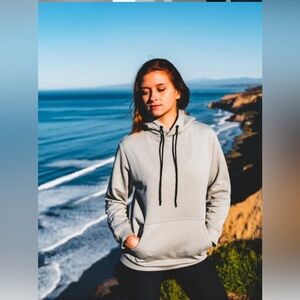 West Path Unisex Organic Cotton Pullover Hoodie Grey , size M Women’s , S Men’s